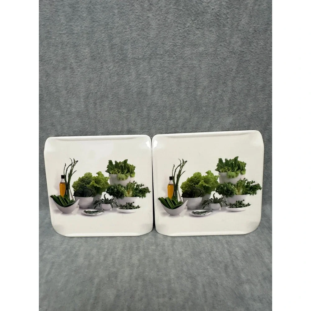 Servewell Square Set Melamine Cutting‎ Stands Boards 7.5in Vegetable Print New